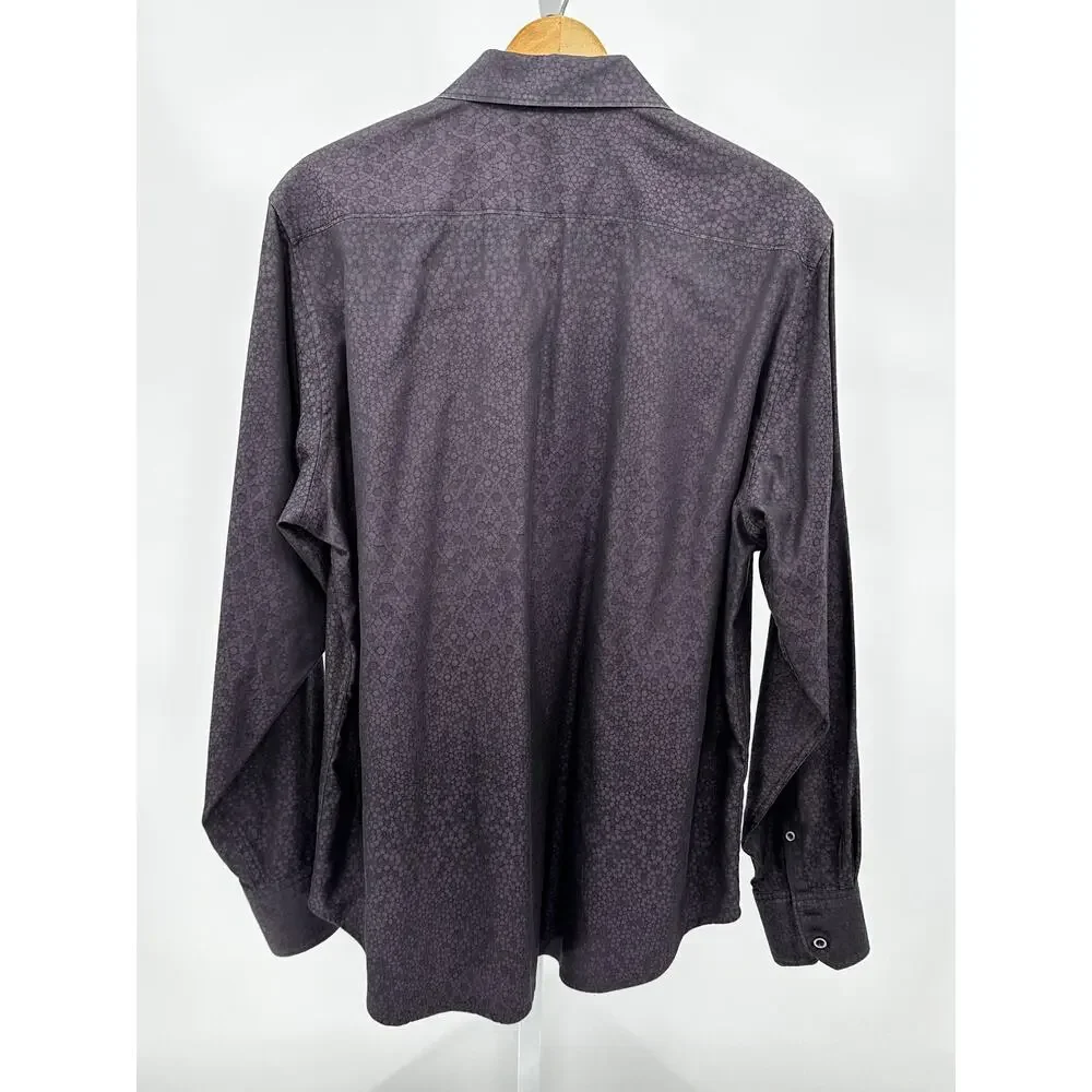 Robert Graham Mens L Button Up Shirt Flip Cuff Mask Print Classic Fit - Picture 2 of 12